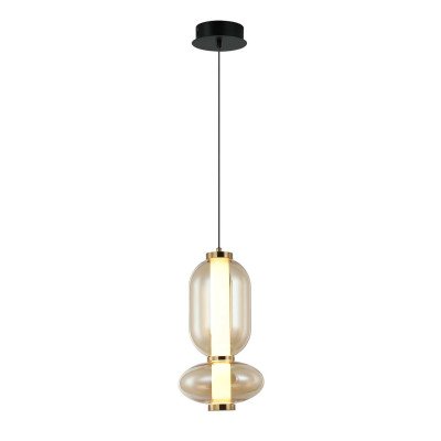 CÓD.3395 COLGANTE LED ACERO NEGRO Y CRISTAL ÁMBAR 2