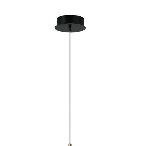 CÓD.3395 CANDEEIRO SUSPENSO LED EM AÇO PRETO E VIDRO ÂMBAR