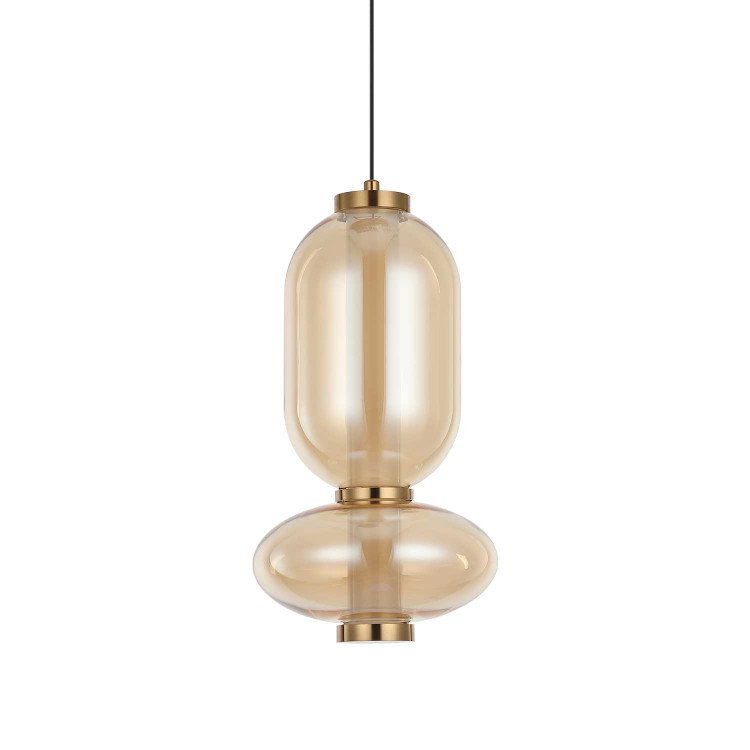 CÓD.3395 COLGANTE LED ACERO NEGRO Y CRISTAL ÁMBAR