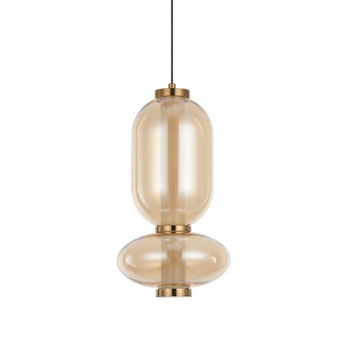 CÓD.3395 COLGANTE LED ACERO NEGRO Y CRISTAL ÁMBAR