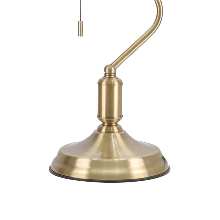 CÓD.9061 LAMPE DE TABLE 1L EN ACIER LAITON VIEILLI ET ABAT-JOUR BEIGE BRILLANT