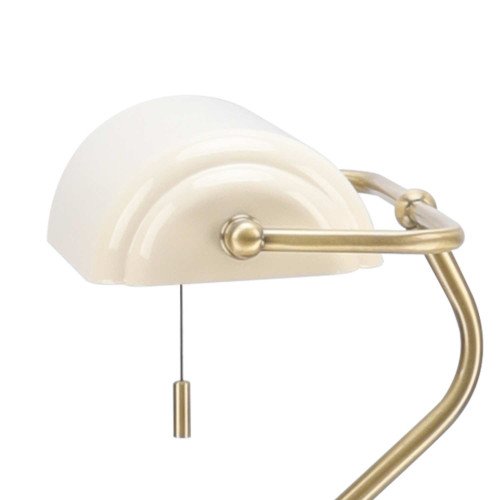 CÓD.9061 LAMPE DE TABLE 1L EN ACIER LAITON VIEILLI ET ABAT-JOUR BEIGE BRILLANT