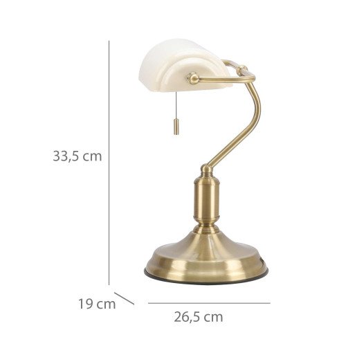 CÓD.9061 LAMPE DE TABLE 1L EN ACIER LAITON VIEILLI ET ABAT-JOUR BEIGE BRILLANT