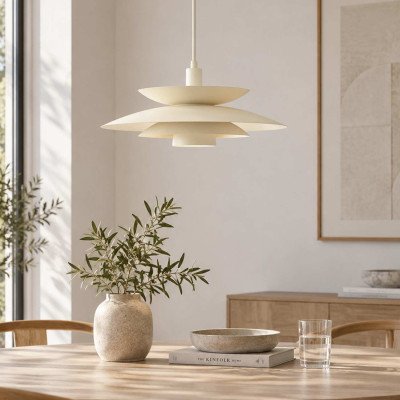 CÓD.9065 SUSPENSION 1L EN ACIER PEINT BEIGE Ø48CM