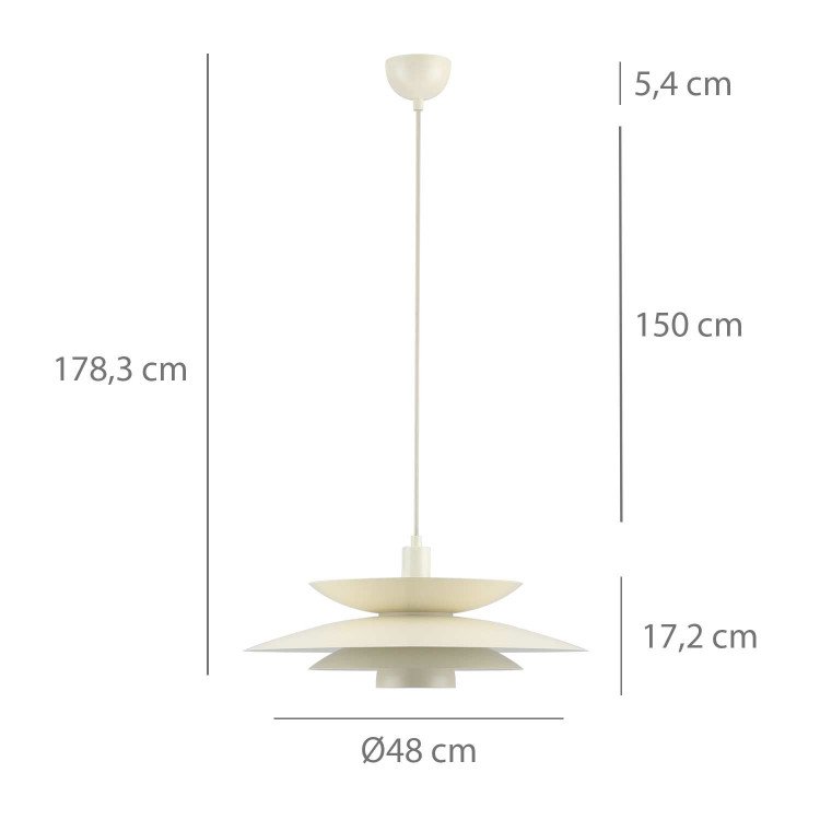 CÓD.9065 CANDEEIRO SUSPENSO 1L EM AÇO PINTADO BEGE Ø48CM