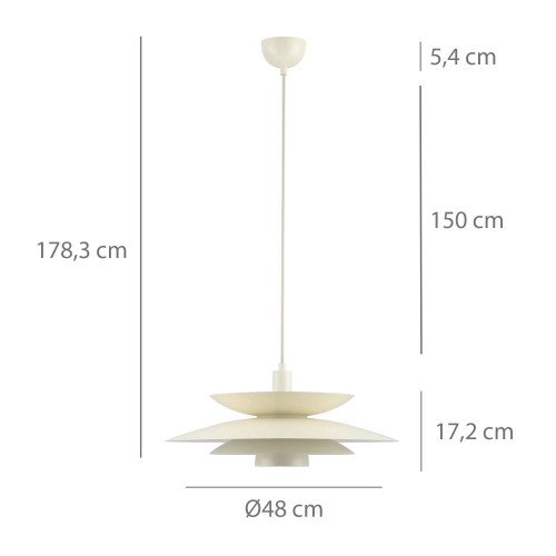 CÓD.9065 HÄNGELEUCHTE 1L AUS BEIGE LACKIERTEM STAHL Ø48CM