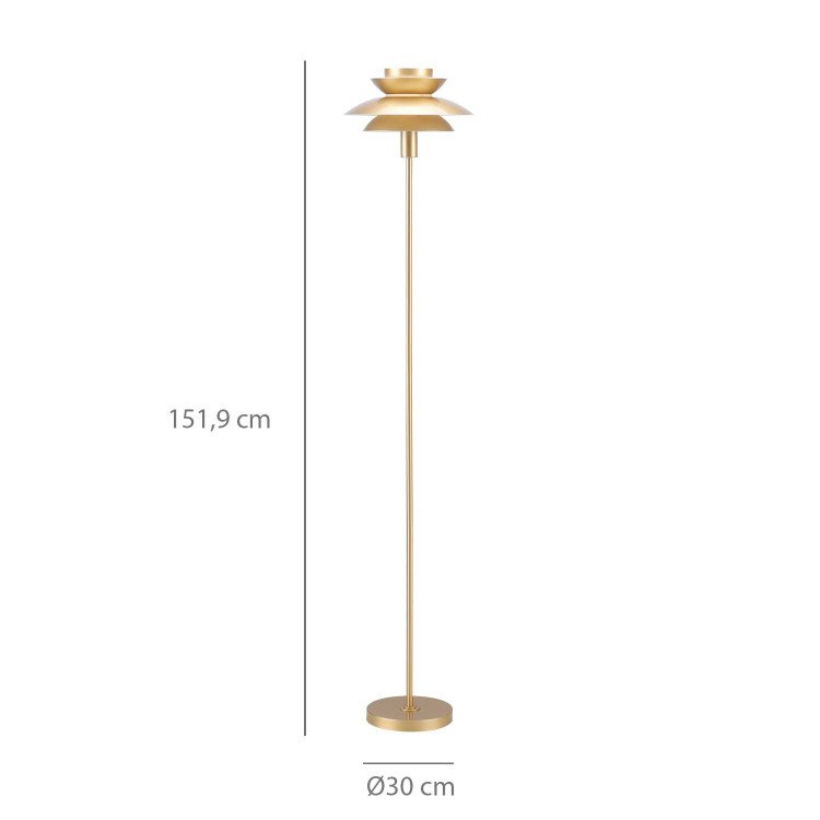 CÓD.9070 LÁMPARA DE PIE ACERO PINTADO DORADO Ø30CM