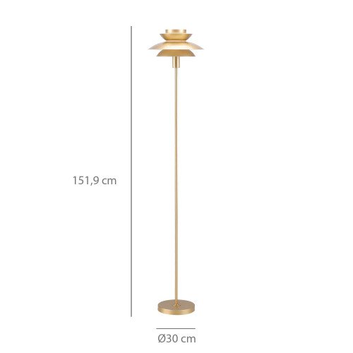 CÓD.9070 CANDEEIRO DE PÉ EM AÇO PINTADO DOURADO Ø30 CM