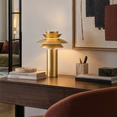 CÓD.9072 LÁMPARA DE MESA ACERO PINTADO DORADO Ø30CM