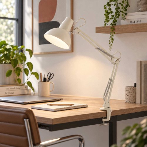 CÓD.9074 CANDEEIRO MULTIFUNÇÕES MESA-PAREDE-PINÇA EM AÇO PINTADO BRANCO