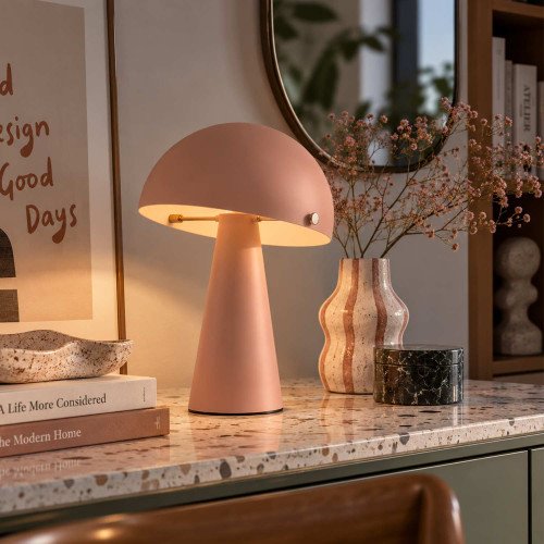 CÓD.9078 LAMPE DE TABLE EN ACIER PEINT ROSE MAT