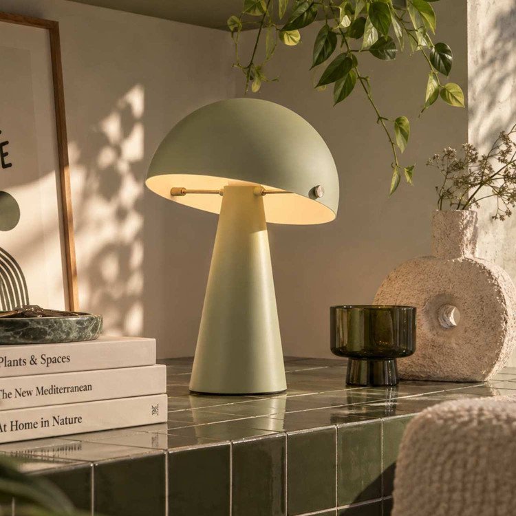 CÓD.9077 LAMPE DE TABLE EN ACIER PEINT VERT MAT