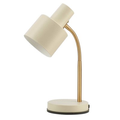 CÓD.9081 CANDEEIRO DE MESA EM AÇO PINTADO BEGE E DOURADO 2