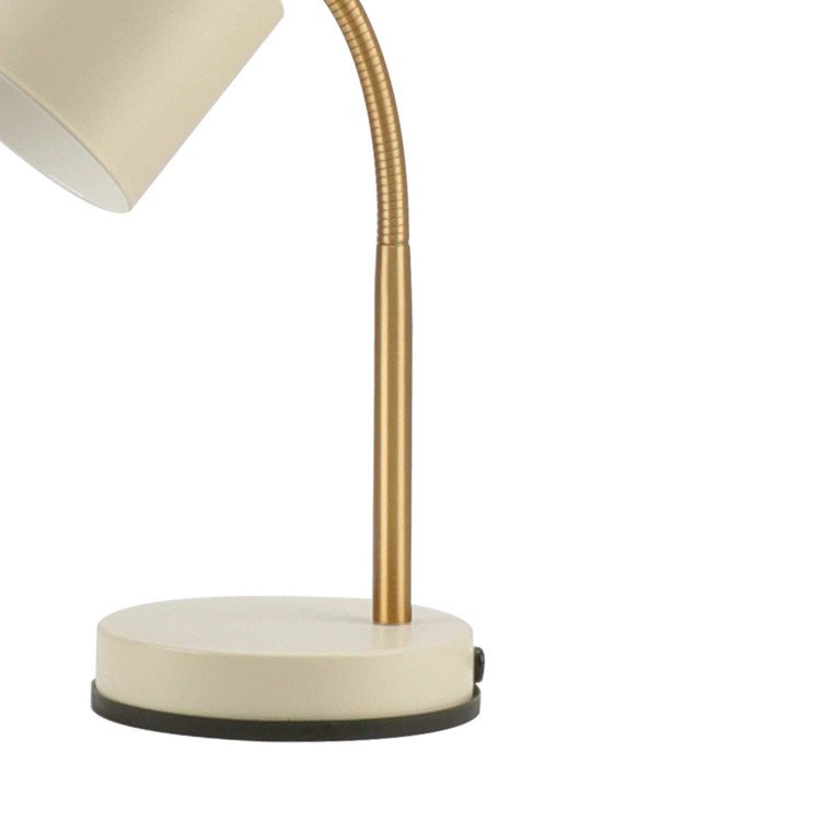 CÓD.9081 CANDEEIRO DE MESA EM AÇO PINTADO BEGE E DOURADO