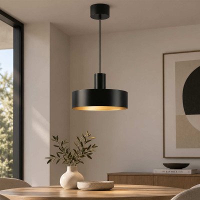 CÓD.9086 CANDEEIRO SUSPENSO 1L EM AÇO PINTADO PRETO