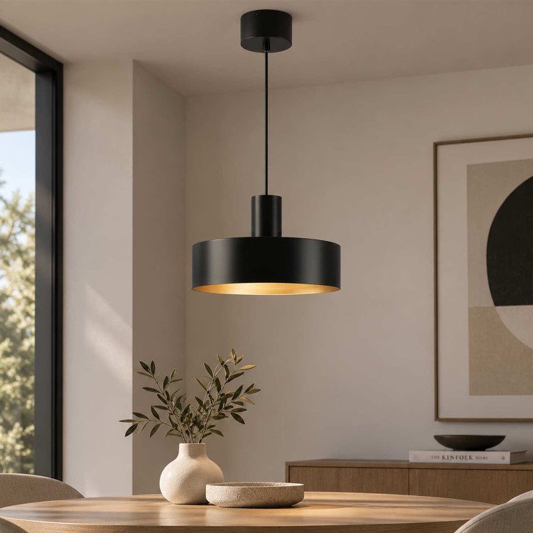 CÓD.9086 COLGANTE 1L ACERO PINTADO NEGRO