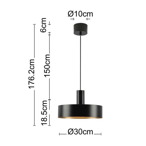 CÓD.9086 PENDELLEUCHTE 1L AUS SCHWARZ LACKIERTEM STAHL