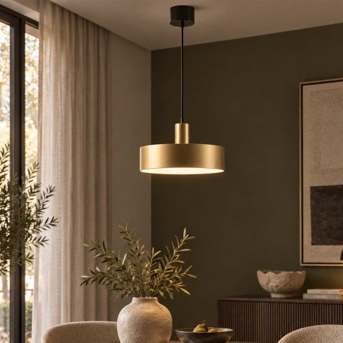 CÓD.9088 PENDELLEUCHTE 1L AUS GOLD UND SCHWARZ LACKIERTEM STAHL