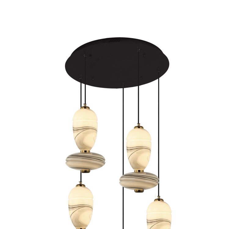 CÓD.3403 LAMPE LED EN ACIER NOIR ET VERRE VEINÉ EFFET MARBRE RONDE 5L