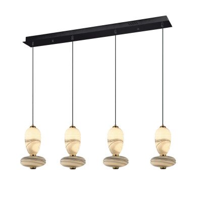 CÓD.3404 LAMPE LED RECTANGULAIRE 4L EN ACIER NOIR ET VERRE VEINÉ EFFET MARBRE 2