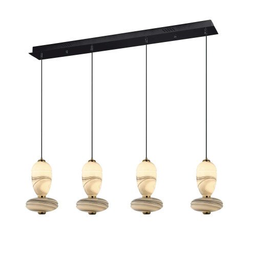 CÓD.3404 LAMPE LED RECTANGULAIRE 4L EN ACIER NOIR ET VERRE VEINÉ EFFET MARBRE