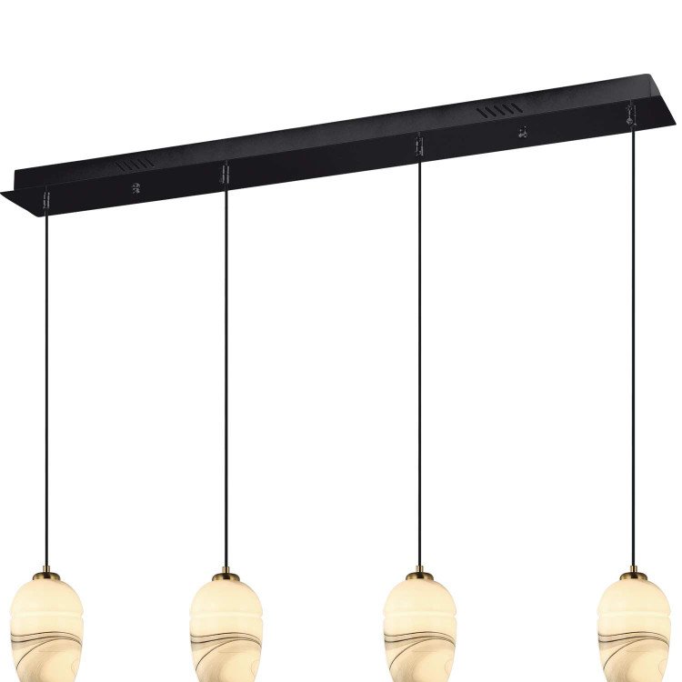 CÓD.3404 LAMPADA LED RETTANGOLARE 4L IN ACCIAIO NERO E VETRO VENATO EFFETTO MARMO