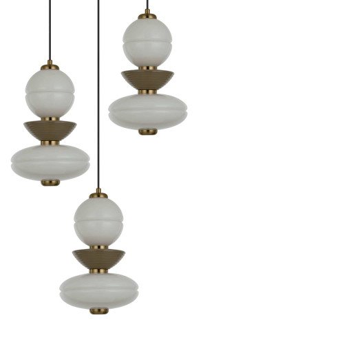 CÓD.3405 LÁMPARA LED ACERO NEGRO, CERÁMICA Y CRISTAL REDONDA 3L