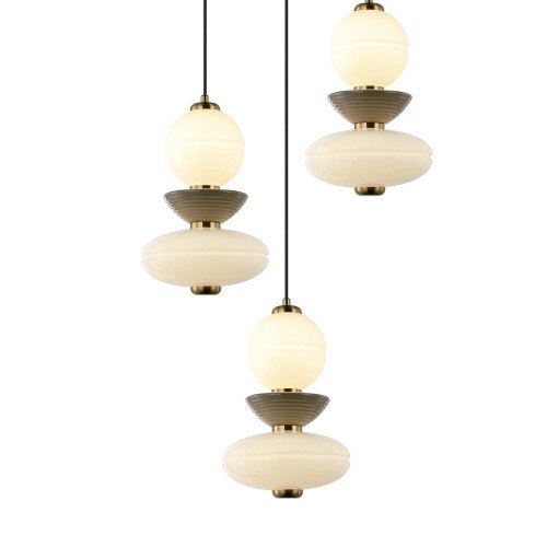 CÓD.3405 RUNDE LED-LEUCHTE 3L AUS SCHWARZEM STAHL, KERAMIK UND GLAS