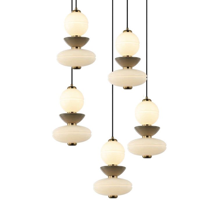CÓD.3406 LAMPADA LED ROTONDA 5L IN ACCIAIO NERO, CERAMICA E VETRO