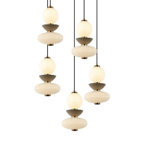 CÓD.3406 LAMPADA LED ROTONDA 5L IN ACCIAIO NERO, CERAMICA E VETRO
