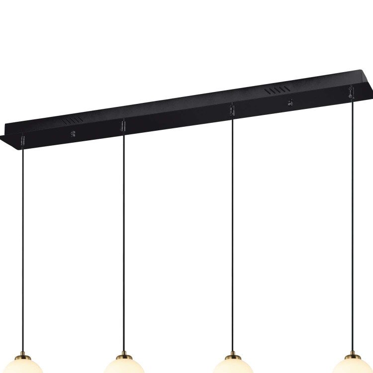 CÓD.3407 CANDEEIRO LED RETANGULAR 4L EM AÇO PRETO, CERÂMICA E VIDRO