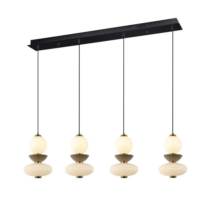 CÓD.3407 LÁMPARA LED ACERO NEGRO, CERÁMICA Y CRISTAL RECTANGULAR 4L