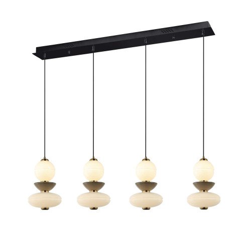 CÓD.3407 RECHTECKIGE LED-LEUCHTE 4L AUS SCHWARZEM STAHL, KERAMIK UND GLAS