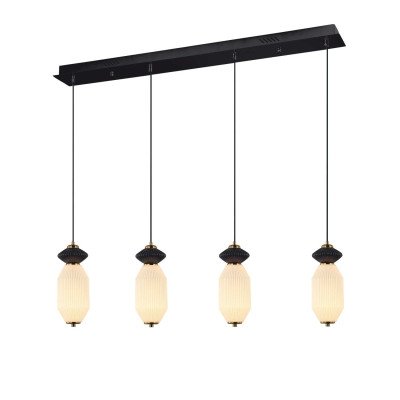 CÓD.3413 RECHTECKIGE LED-LEUCHTE 4L AUS SCHWARZEM STAHL, KERAMIK UND GLAS 2