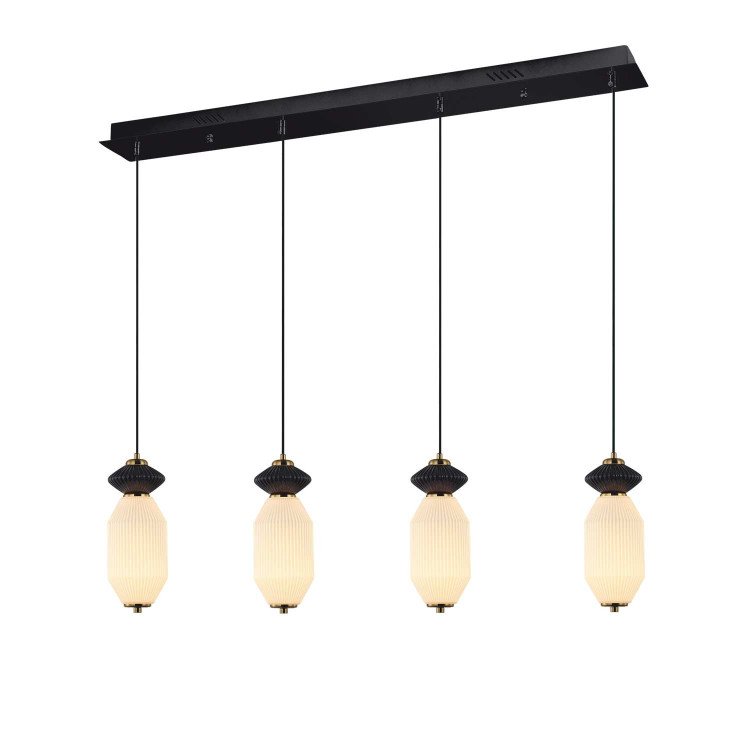 CÓD.3413 LÁMPARA LED ACERO NEGRO, CERÁMICA Y CRISTAL RECTANGULAR 4L