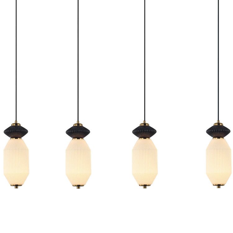 CÓD.3413 RECHTECKIGE LED-LEUCHTE 4L AUS SCHWARZEM STAHL, KERAMIK UND GLAS