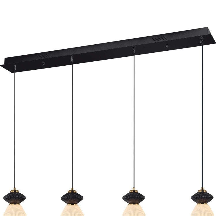 CÓD.3413 LAMPADA LED RETTANGOLARE 4L IN ACCIAIO NERO, CERAMICA E VETRO