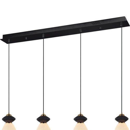 CÓD.3413 RECHTECKIGE LED-LEUCHTE 4L AUS SCHWARZEM STAHL, KERAMIK UND GLAS