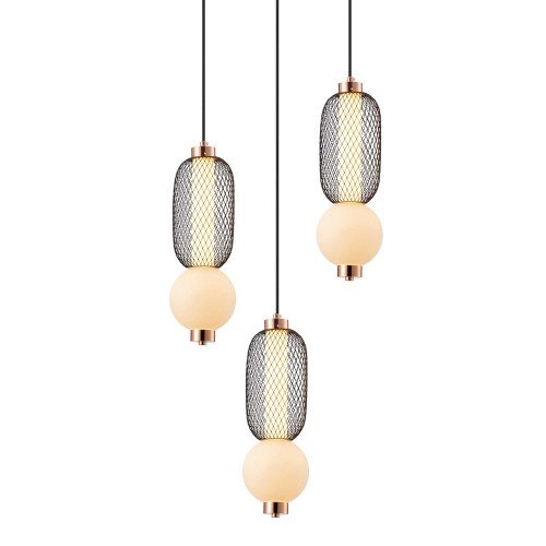 CÓD.3420 RUNDE LED-LEUCHTE 3L AUS GITTER, MATTER GLASKUGEL UND ACRYL