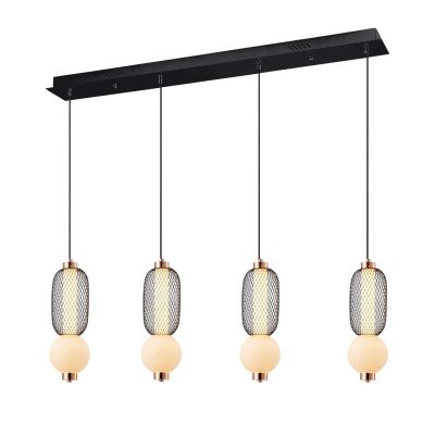 CÓD.3422 RECHTECKIGE LED-LEUCHTE 4L AUS GITTER, MATTER GLASKUGEL UND ACRYL 2