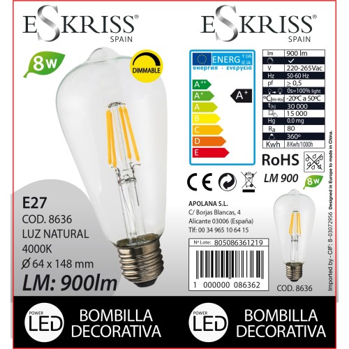 BOMBILLA DECORATIVA LED 8636